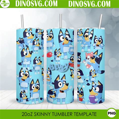 Bluey 20oz Skinny Tumbler Wrap Sublimation PNG - DinoSvg練