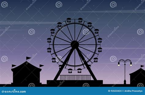 Vector Art of Amusement Park Scenery Silhouette Stock Vector - Illustration of poster, vacation ...