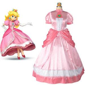 Princess Peach Plus Size Cosplay Costume Pink Punk Dress + Crown + Gloves【 | eBay