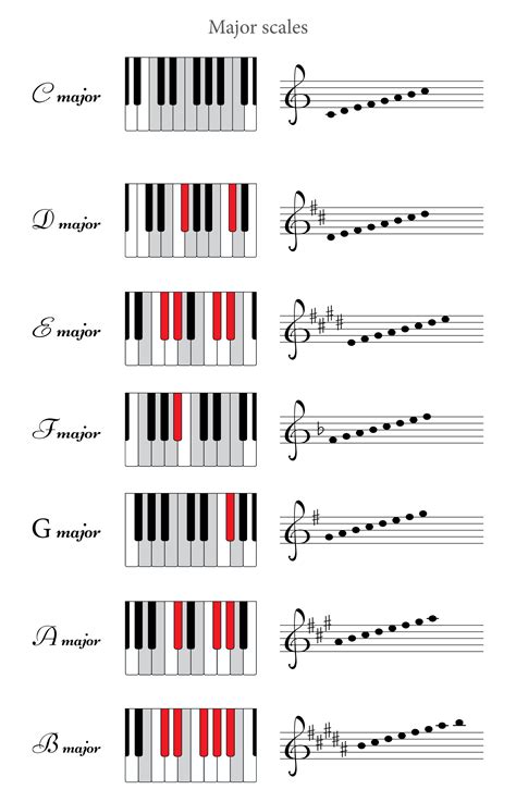 music scales chart piano Learn major scales: piano, treble clef, charts ...