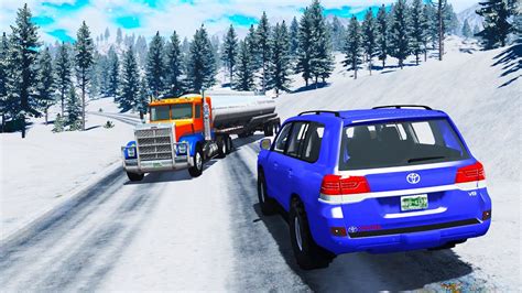 Snow & Ice Road Crashes #1 | BeamNG DRIVE - YouTube