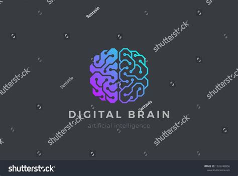 Brain Artificial Intelligence Logo design vector template Linear style ...