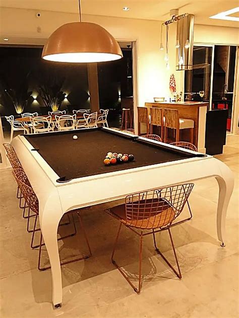 Modern Luxury Pool Table with Dining Top in Lacquer, Customizable | Pool table dining table ...