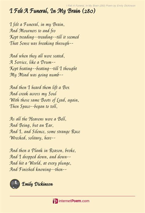 I Felt A Funeral, In My Brain (280) Poem by Emily Dickinson