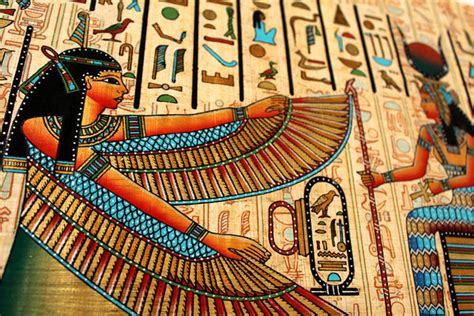 Maat and Isis | Ancient Egyptian Papyrus Painting – Arkan Gallery