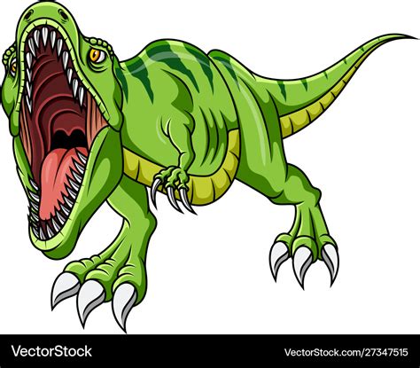 Cartoon angry green dinosaur growling Royalty Free Vector