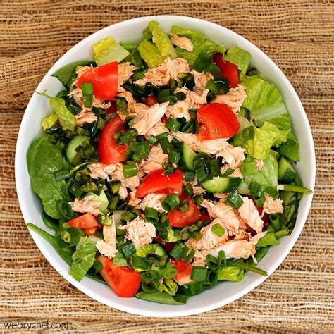 Thai Salmon Salad with Oil Free Dressing - The Weary Chef