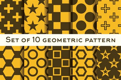 Set of 10 geometric patterns in orange and brown colors 7520390 Vector ...