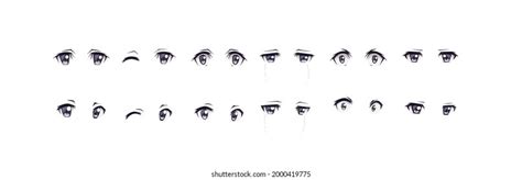 Anime Manga Expressions Eyes Set Boy Stock Vector (Royalty Free) 2000419775 | Shutterstock