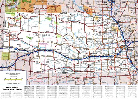 Large detailed roads and highways map of Nebraska state with national ...