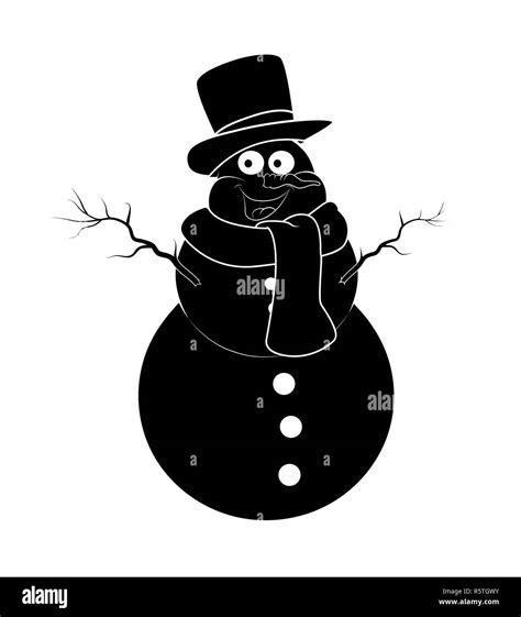 Happy snowman Black and White Stock Photos & Images - Alamy