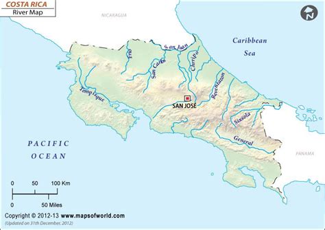 Costa Rica Rivers Map | Map of Costa Rica with Rivers | Map, River ...