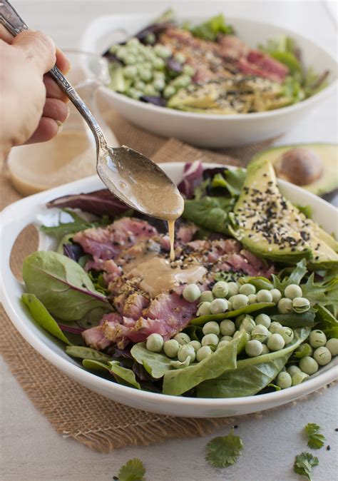 Seared Ahi Tuna Salad with Sesame Dressing - The Organic Dietitian