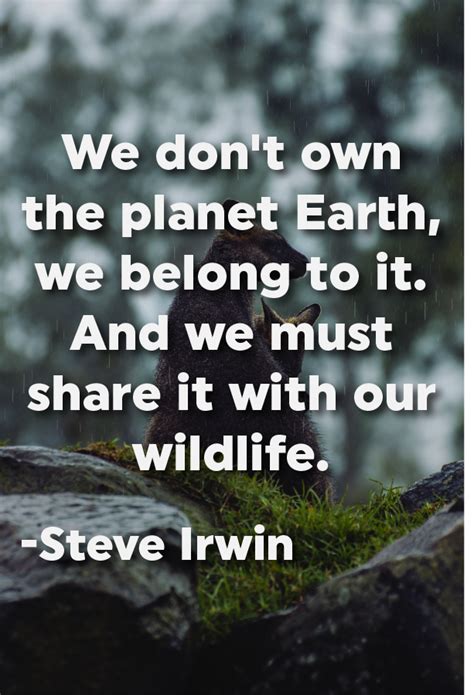 "We don't own the planet Earth, we belong to it. And we must share it ...