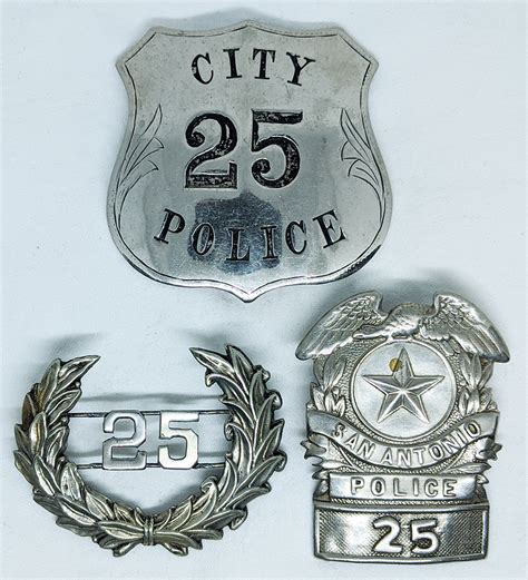 Rare 1890s -1900s San Antonio Texas City Police Badge #25 with Matching ...