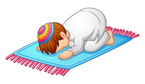 Petite Prostration De L'enfant Pour La Prière De Musulman | Vecteur Premium