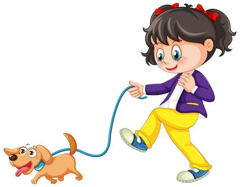 Kids Walking Dog Clip Art