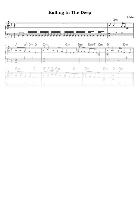 Rolling In The Deep - Easy Piano Sheet Music in PDF - La Touche Musicale