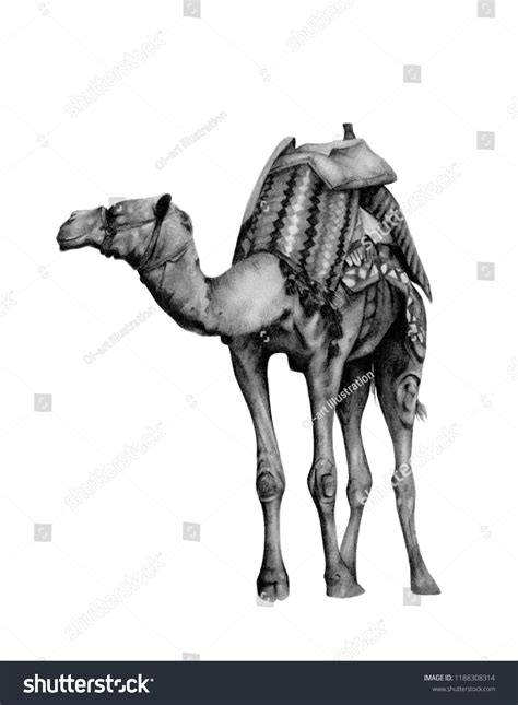 Realistic Drawing Camel Black White Illustration Stock Illustration ...