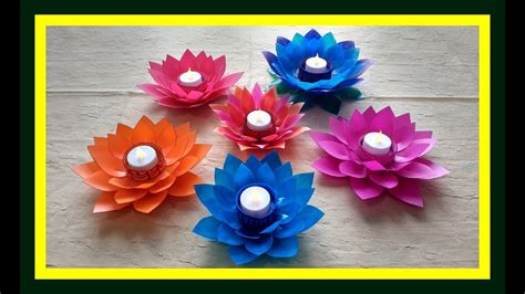 DIY lotus flower candle holder from waste milk bottle #howto make Lotus flower candle holder ...