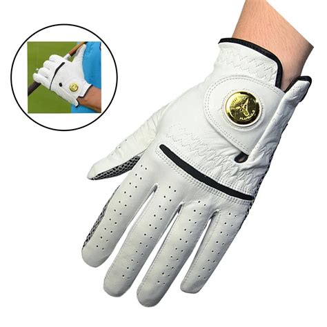 5 pcs Men's Left Hand Golf Gloves Genuine Sheepskin Leather Soft Non slip Breathable Golf Glove ...