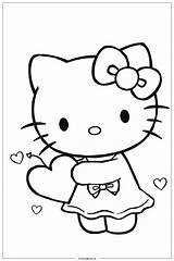 hello kitty Holding A Heart Coloring Page Free PDF&ampPNG Printable sketch template