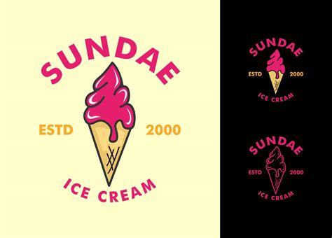 sundae ice cream logo vintage retro sign with ice cream cone sundae icon, suitable for logos of ...