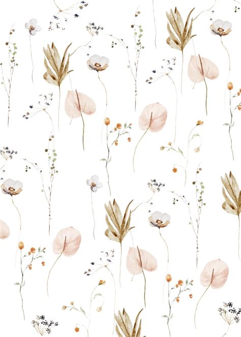 Modern Neutral Floral Wallpaper. Neutral Colors. Peel and | Etsy Modern Floral Wallpaper ...