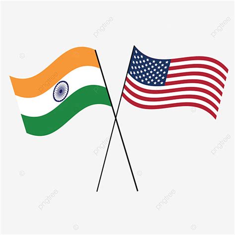 Usa Flag Waving Vector Hd Images, India Usa Waving Flag Together On Transparent Background ...