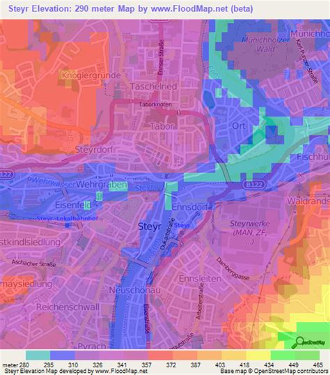 Elevation of Steyr,Austria Elevation Map, Topography, Contour