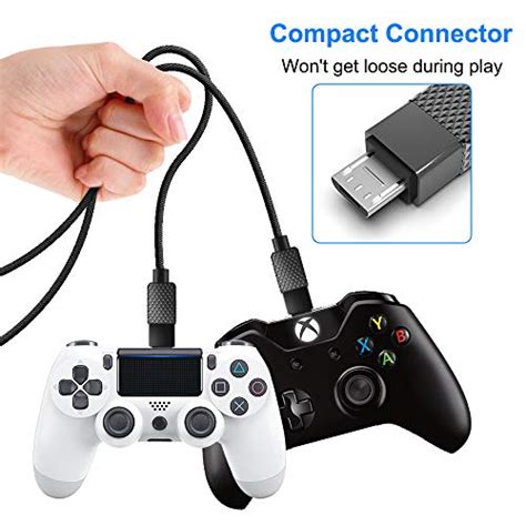 PS4 Controller Charger Cable 16FT Nylon Braided, Micro USB Cable Extra Long Durable Charging ...