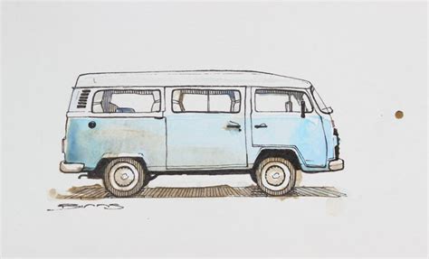 VW Kombi by Dan Binns | Volkswagen bus art, Bus art, Van drawing