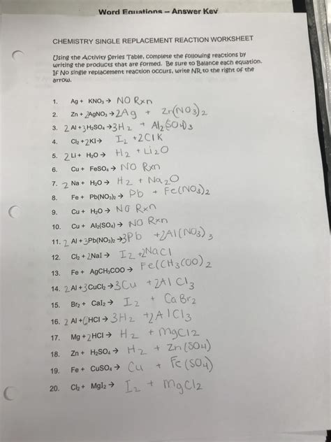 30 Double Replacement Reaction Worksheet Education Template - Chemistryworksheet.com