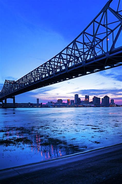 Skyline & Bridge, New Orleans, La Digital Art by Claudia Uripos | Pixels