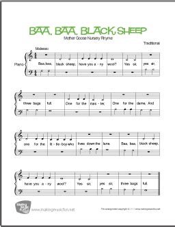 Baa, Baa, Black Sheep | Free Beginner Piano Sheet Music