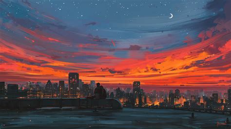 Wallpaper : cityscape, colorful, city, sunset, sky, Aenami 1920x1080 - Szethsonsonvallano ...