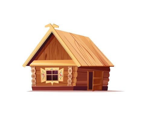 Premium Vector | Traditional russian hut old wooden house window with ...