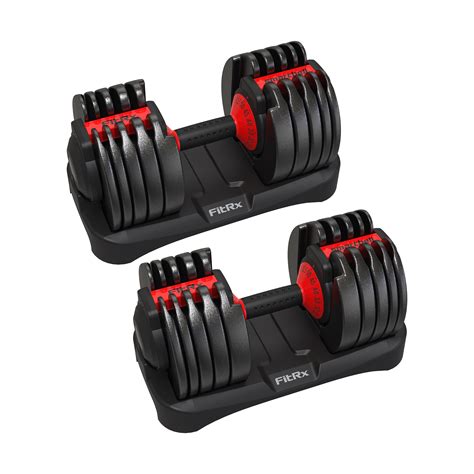 (2 pack) FitRx SmartBell, Quick-Select Adjustable Dumbbell for Home Gym, 5-52.5 lbs. Weight ...