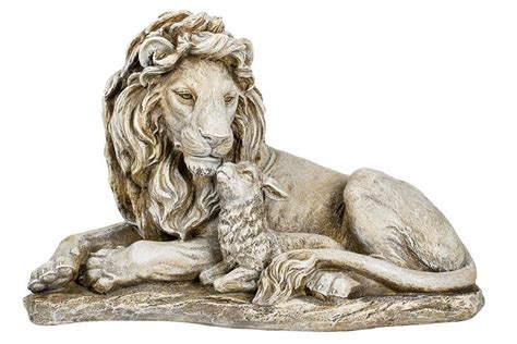 Large marble lion and lamb garden statue for sale- Marble/stone Lion Statues|Sculptures Sale