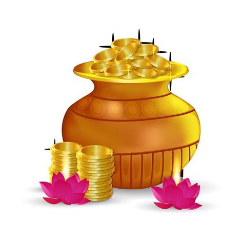 Indian festival shubh dhanteras background with gold coin pot 11841906 PNG