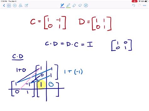 SOLVED:Determine whether each pair of matrices are inverses of each other. C=[ 1 -1 0 1 ], D=[ 1 ...