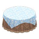 Large covered round table - Light blue - Damascus-pattern brown | Animal Crossing (ACNH) | Nookea