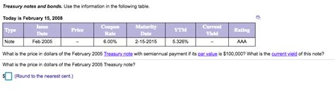 Solved Treasury notes and bonds. Use the information in the | Chegg.com