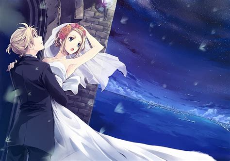 HD wallpaper: bride and groom anime characters wallpaper, mayumelo ...