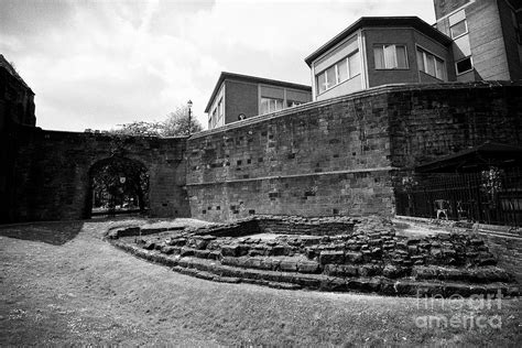 Chester City Walls Showing Original Roman Walls And Angle Tower Foundations Cheshire England Uk ...