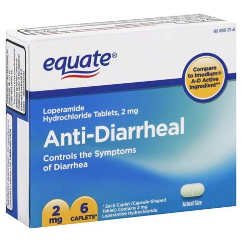 Equate Anti-Diarrheal Relief Hydrochloride Tablets, 2 mg, 6 Count ...