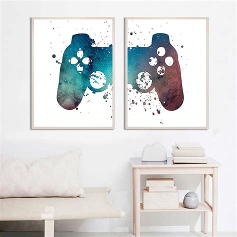 Buy Abstract Gamepad Canvas Wall Art Video Game Art Print Video Game ...