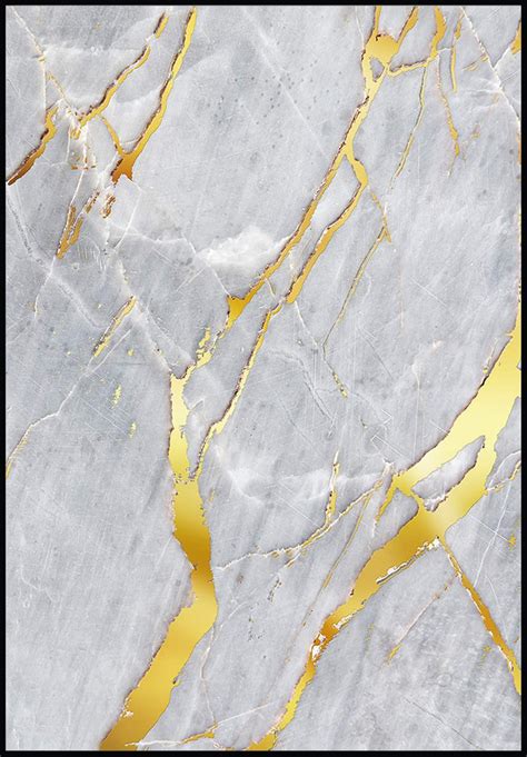 Grey Marble Real Gold Poster – GlamPosters