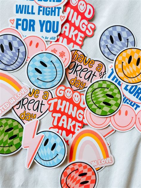 Wavy Checkered Smiley Face Stickers Waterproof Stickers - Etsy