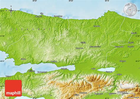 Physical Map of Kocaeli